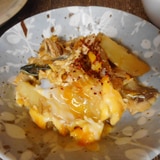 サバとジャガ芋の味噌卵とじ